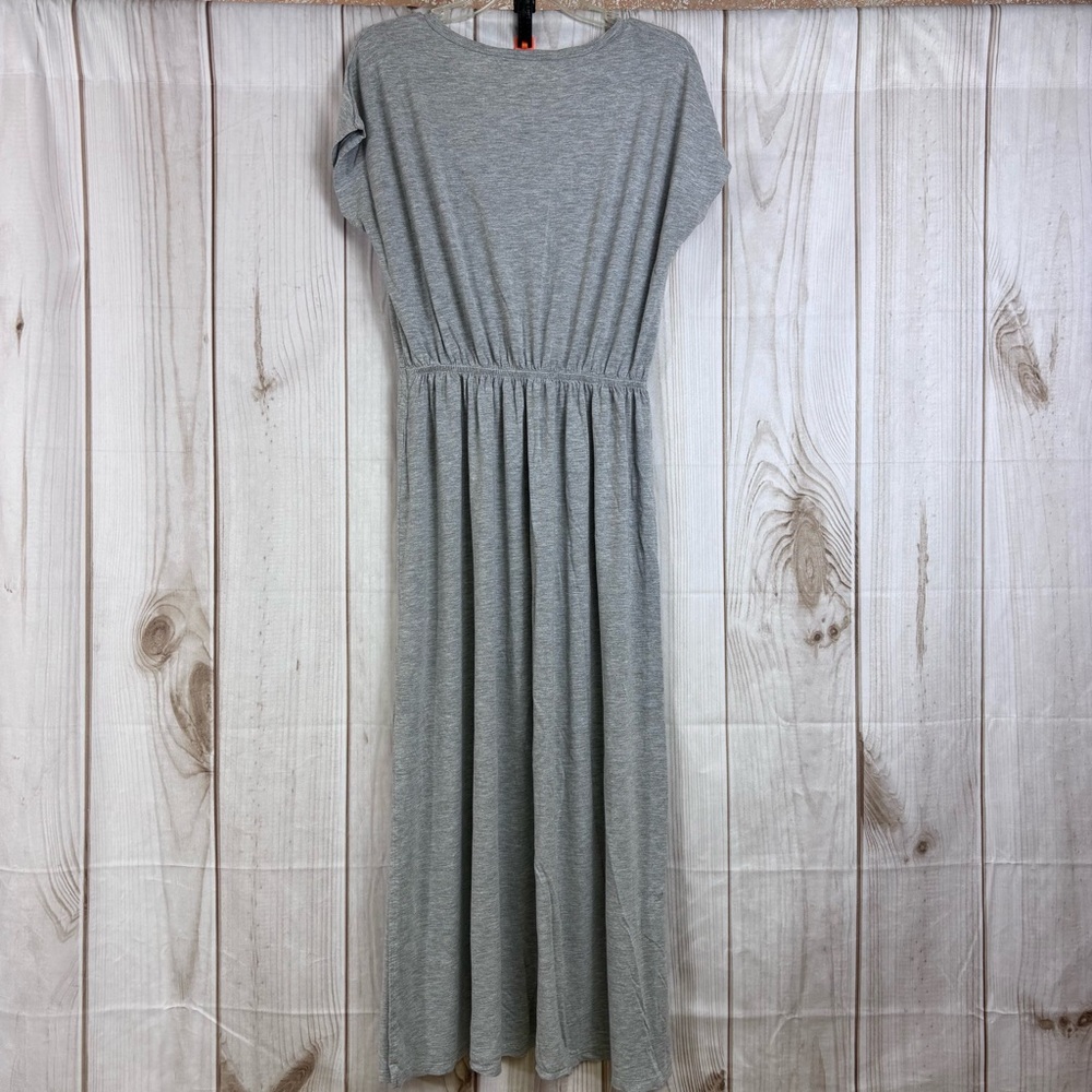 H&M Basic Short Sleeve Women's Jersey Midi Dress Waist Defined Gray Size Small - Picture 2 of 11